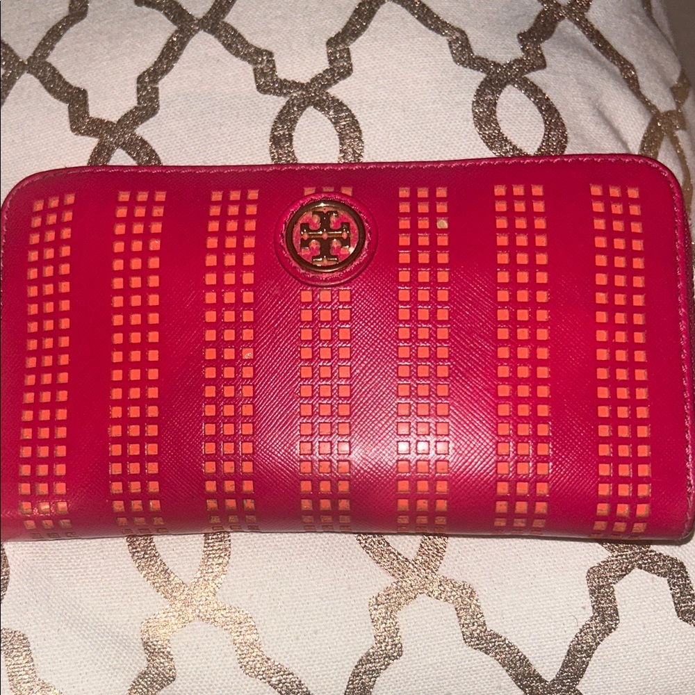 Tory Burch Red and Orange Wallet